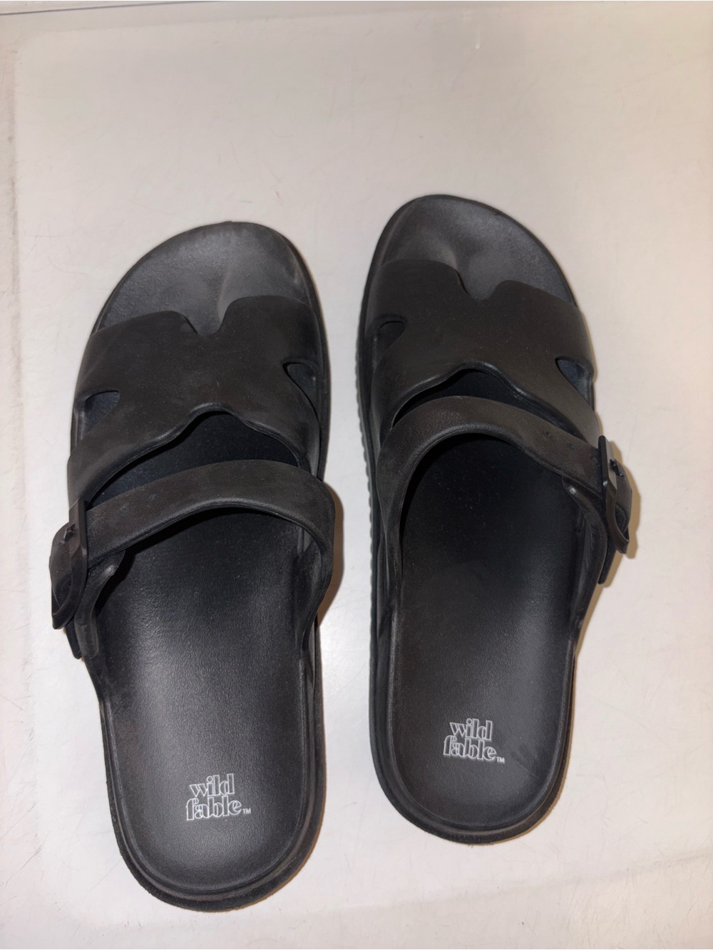 wild fable Black Slide Sandals with Buckle Strap
